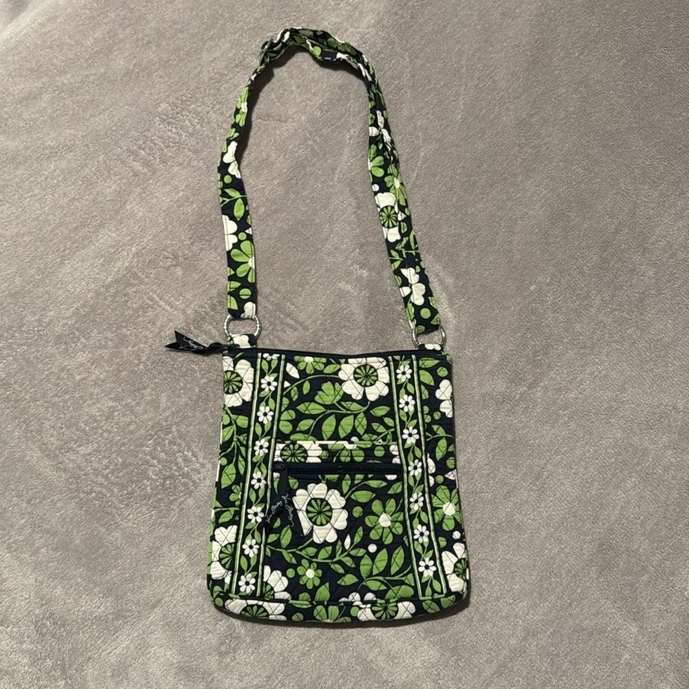 Vera Bradley -Navy Green White -Floral Nightingale -Crossbody Shoulder Bag Purse